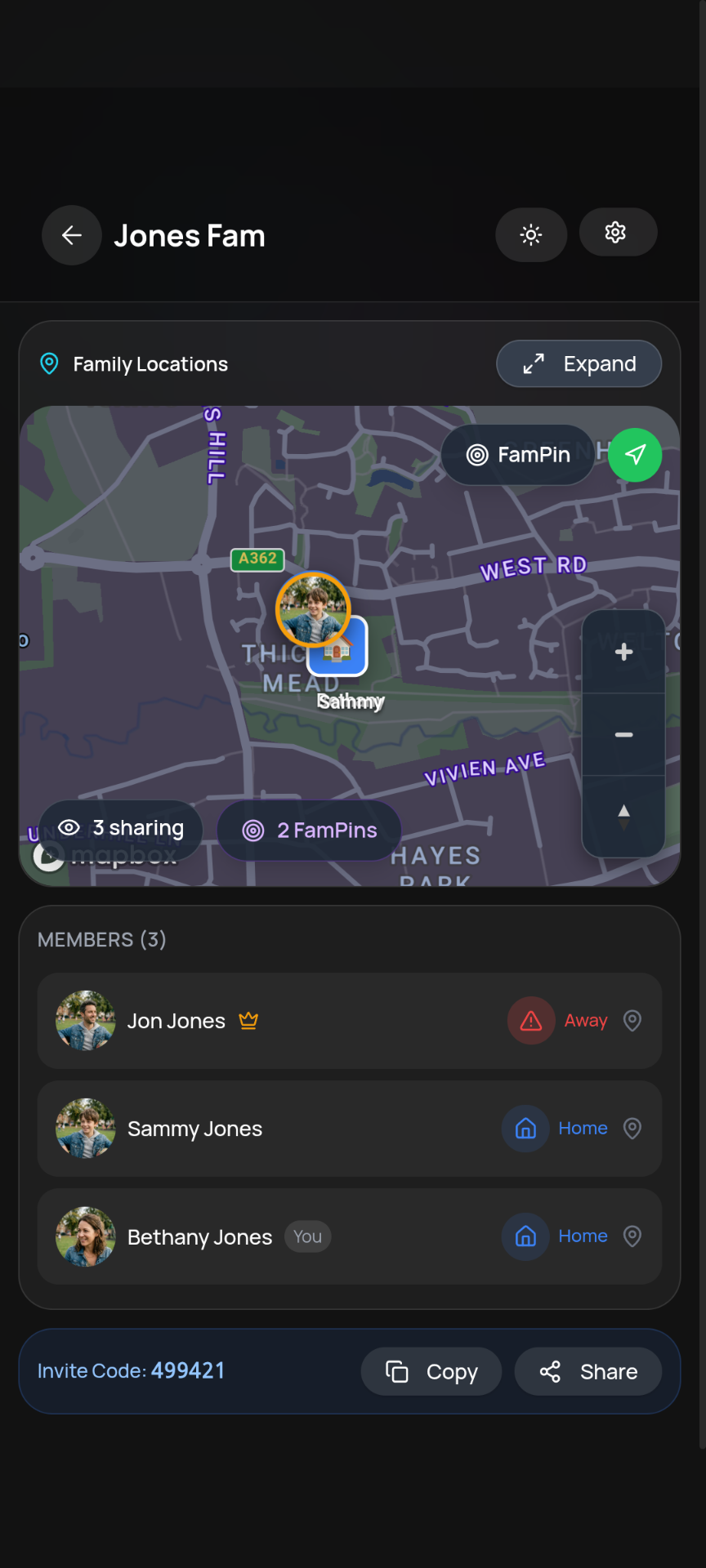 Real-time Family Map